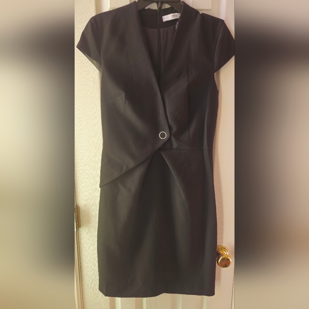 Mango Little Black Dress with Plunge/V-Neck Line - Size Small